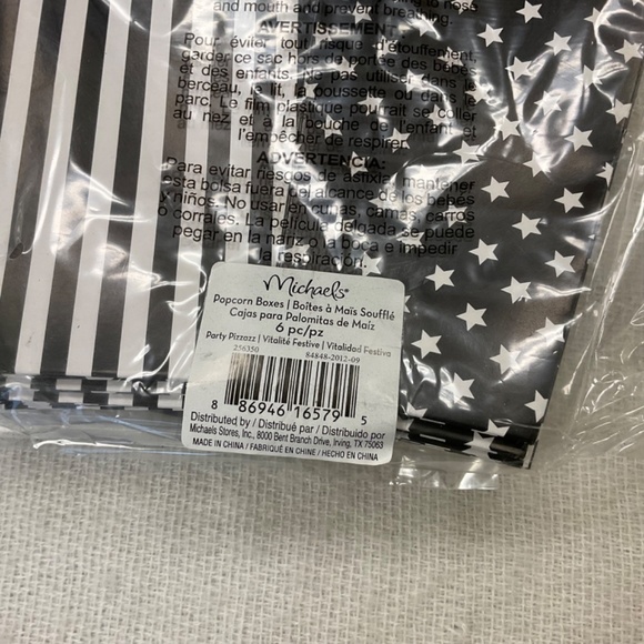 Popcorn Boxes 3 Packs/6 Per Pack Michael's Crafts Black & White Stars & Stripes - Picture 2 of 7